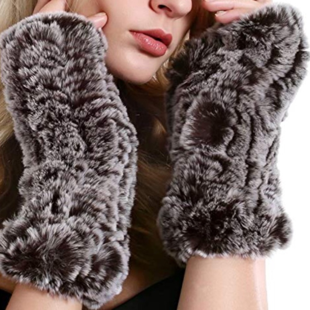 Host Pick ****Fur Gloves 100%Rabbit Fur Mittens - Picture 6 of 8